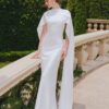 White Satin Cape Gown "Elysian Grace" DR752